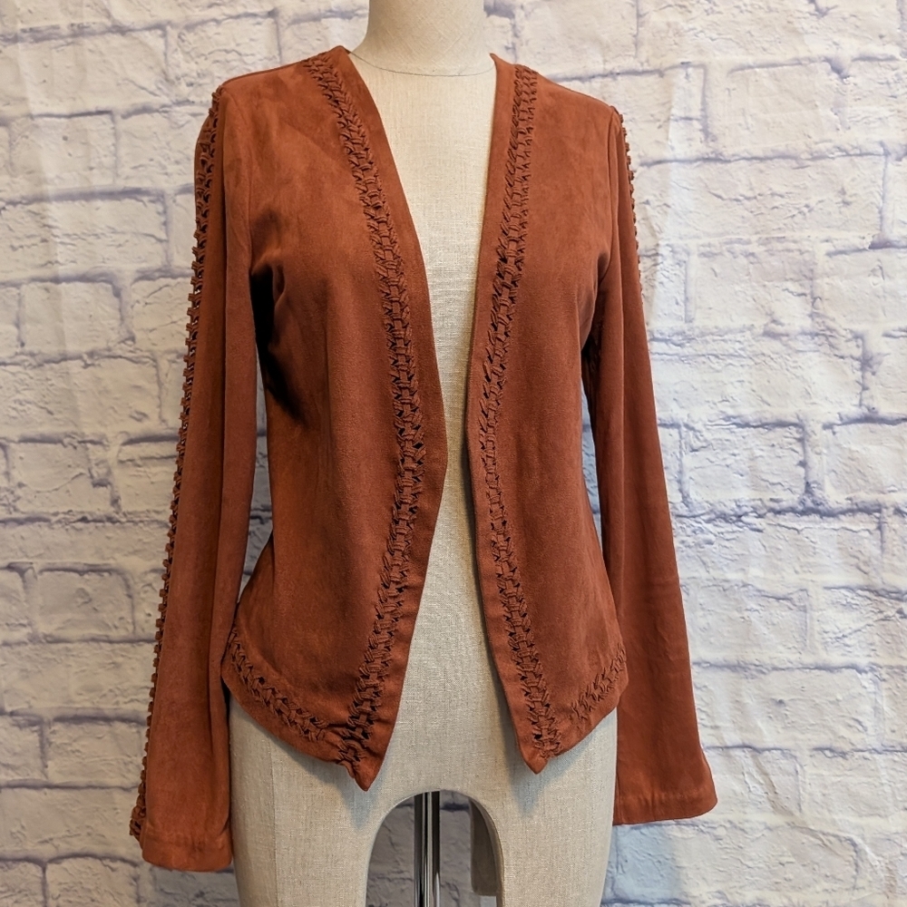 Gianni Bini Open Front Jacket/Blazer w/ Woven Trim - Size Small